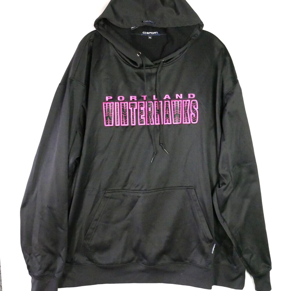 Portland Winterhawks Hoodie Size 2XL Black CI Sport Pullover Sweater Pocket